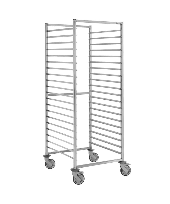 GGM Gastro Stainless Steel Gastronorm Racking Trolley - 20-Level - for 20 x GN 2/1 Trays - with low-noise braked castors