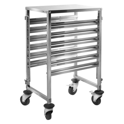 GGM Gastro Stainless Steel Gastronorm Racking Trolley - 6-Level - for 6 x GN 1/1 Trays - with low-noise braked castors