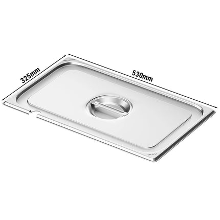 GGM Gastro Stainless Steel GN Lid GN 1/1 - with ladle recess - 530x325mm - Height: 27mm