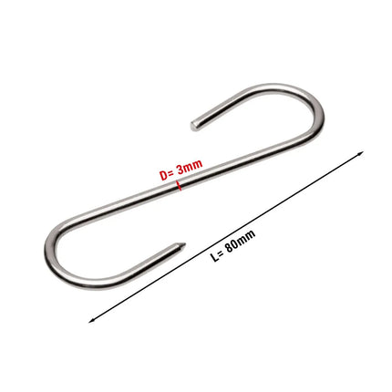 GGM Gastro Stainless Steel Meat Hook for Dry-Age Cabinet – 80 mm Length - Ø3 mm