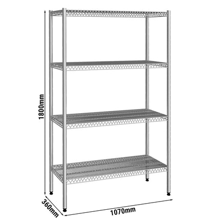 GGM Gastro Stainless Steel Shelving Unit - 1080x400mm - with 4 shelves (FIXED)