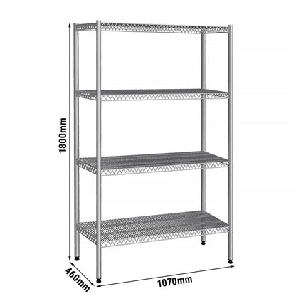 GGM Gastro Stainless Steel Shelving Unit - 1080x500mm - with 4 shelves (ADJUSTABLE)