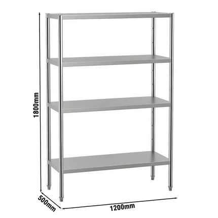 GGM Gastro Stainless Steel Shelving Unit ECO - 1200x500mm - with 4 shelves (ADJUSTABLE)