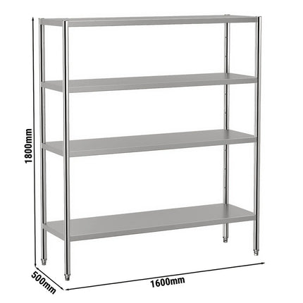 GGM Gastro Stainless Steel Shelving Unit ECO - 1600x500mm - with 4 shelves (ADJUSTABLE)