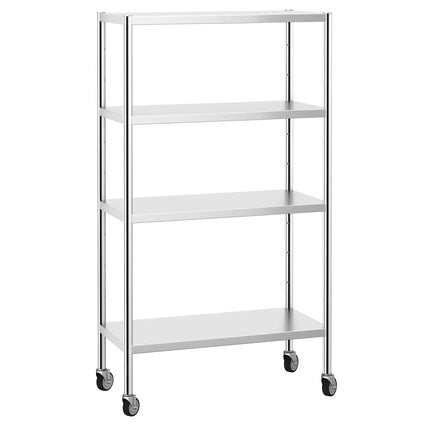 GGM Gastro Stainless Steel Shelving Unit PREMIUM - 1000x500mm - with 4 shelves (ADJUSTABLE) - incl. 4 wheels
