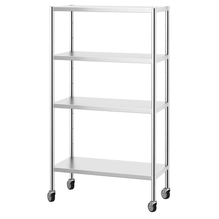 GGM Gastro Stainless Steel Shelving Unit PREMIUM - 1000x500mm - with 4 shelves (ADJUSTABLE) - incl. 4 wheels
