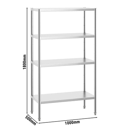 GGM Gastro Stainless Steel Shelving Unit PREMIUM - 1020x500mm - with 4 shelves (ADJUSTABLE)