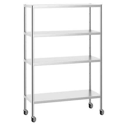 GGM Gastro Stainless Steel Shelving Unit PREMIUM - 1200x500mm - with 4 shelves (ADJUSTABLE) - incl. 4 wheels