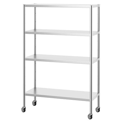 GGM Gastro Stainless Steel Shelving Unit PREMIUM - 1200x500mm - with 4 shelves (ADJUSTABLE) - incl. 4 wheels