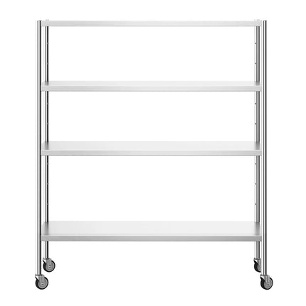 GGM Gastro Stainless Steel Shelving Unit PREMIUM - 1600x500mm - with 4 shelves (ADJUSTABLE) - incl. 4 wheels