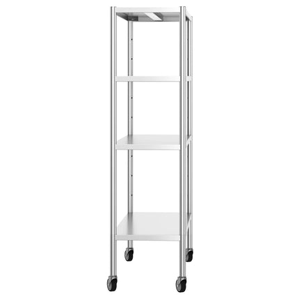 GGM Gastro Stainless Steel Shelving Unit PREMIUM - 1600x500mm - with 4 shelves (ADJUSTABLE) - incl. 4 wheels
