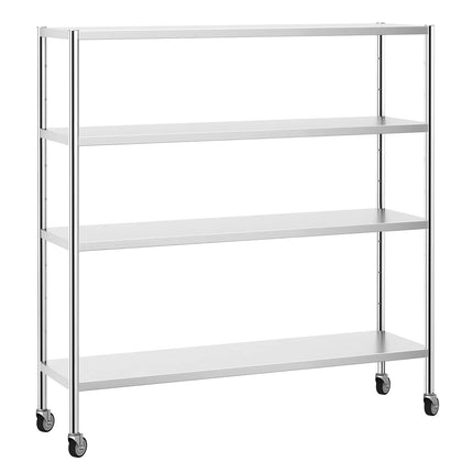 GGM Gastro Stainless Steel Shelving Unit PREMIUM - 1800x500mm - with 4 shelves (ADJUSTABLE) - incl. 4 wheels