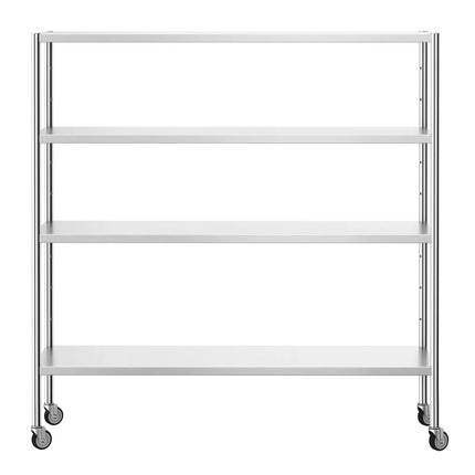 GGM Gastro Stainless Steel Shelving Unit PREMIUM - 1800x500mm - with 4 shelves (ADJUSTABLE) - incl. 4 wheels