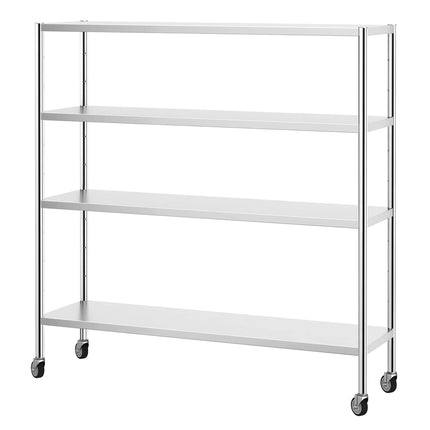 GGM Gastro Stainless Steel Shelving Unit PREMIUM - 1800x500mm - with 4 shelves (ADJUSTABLE) - incl. 4 wheels