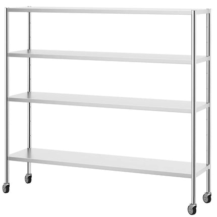 GGM Gastro Stainless Steel Shelving Unit PREMIUM - 2000x500mm - with 4 shelves (ADJUSTABLE) - incl. 4 wheels