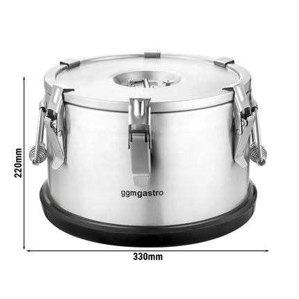 GGM Gastro Stainless Steel Thermos Container - 10L - Height 220mm - with Non-Slip Rubber Base