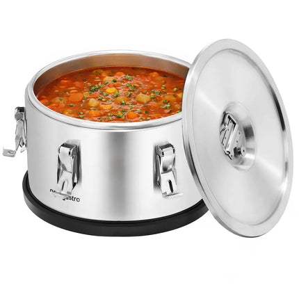 GGM Gastro Stainless Steel Thermos Container - 10L - Height 220mm - with Non-Slip Rubber Base