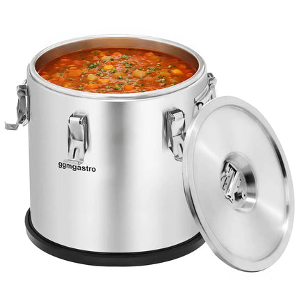 GGM Gastro Stainless Steel Thermos Container - 20L - Height 360mm - with Non-Slip Rubber Base