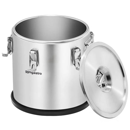 GGM Gastro Stainless Steel Thermos Container - 20L - Height 360mm - with Non-Slip Rubber Base