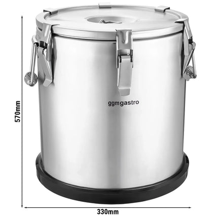 GGM Gastro Stainless Steel Thermos Container - 35L - Height 570mm - with Non-Slip Rubber Base