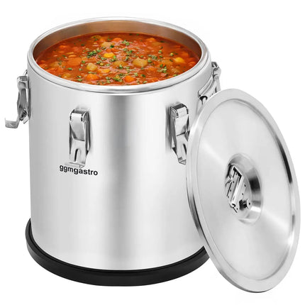 GGM Gastro Stainless Steel Thermos Container - 35L - Height 570mm - with Non-Slip Rubber Base
