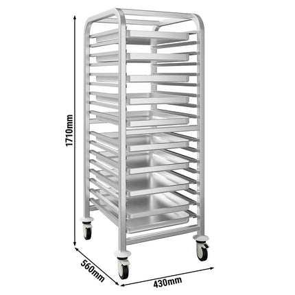GGM Gastro Stainless Steel Tray Trolley - 15-Level - for 15 x 530x370mm Trays