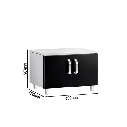 GGM Gastro Stainless Steel Undercounter Cabinet - 800x620x587mm - Black doors - 2 doors