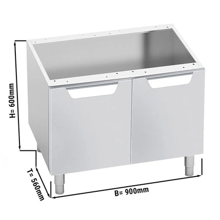 GGM Gastro Stainless Steel Undercounter Cabinet - 900x550x600mm - Stainless Steel - 2 doors - with rounded edges