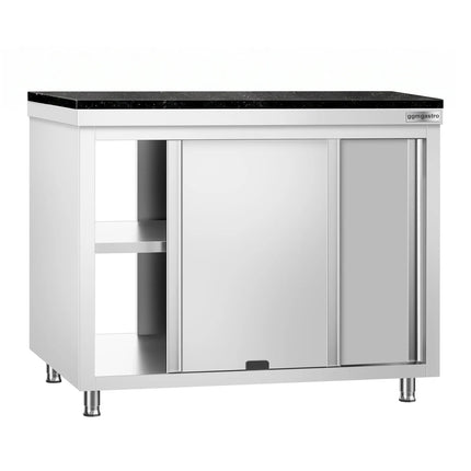 GGM Gastro Stainless Steel Work Cabinet PREMIUM - 1000x600mm - mit Durchreiche - incl. granite worktop