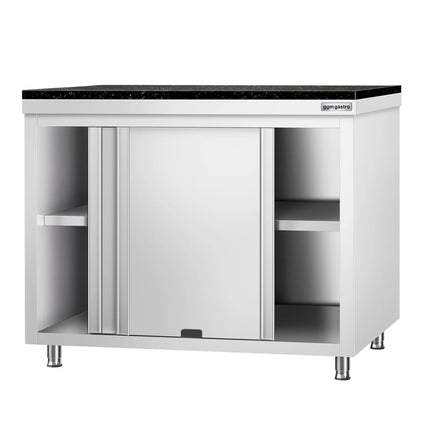 GGM Gastro Stainless Steel Work Cabinet PREMIUM - 1000x700mm - mit Durchreiche - incl. granite worktop