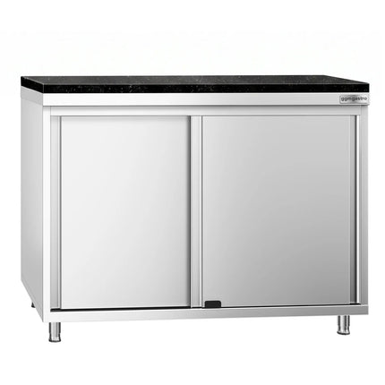GGM Gastro Stainless Steel Work Cabinet PREMIUM - 1000x800mm - with sliding door - incl. granite worktop