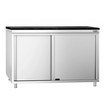 GGM Gastro Stainless Steel Work Cabinet PREMIUM - 1200x600mm - with sliding door - incl. granite worktop