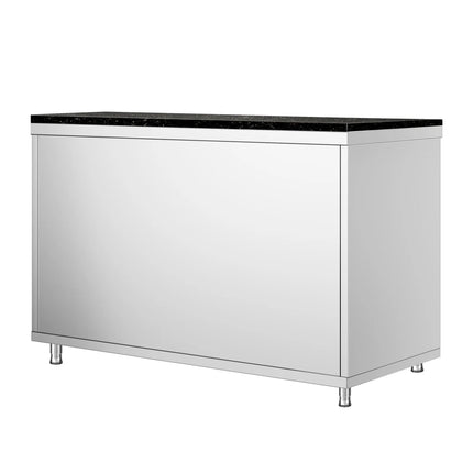 GGM Gastro Stainless Steel Work Cabinet PREMIUM - 1200x600mm - with sliding door - incl. granite worktop