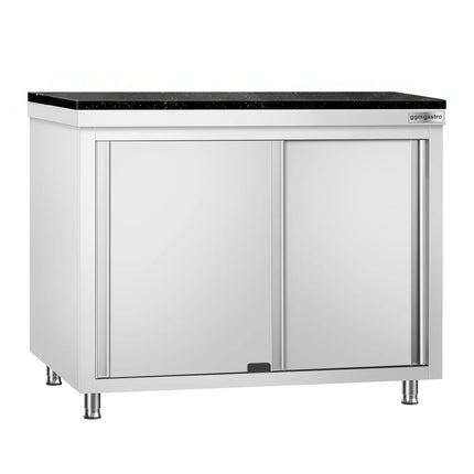 GGM Gastro Stainless Steel Work Cabinet PREMIUM - 1200x700mm - mit Durchreiche - incl. granite worktop