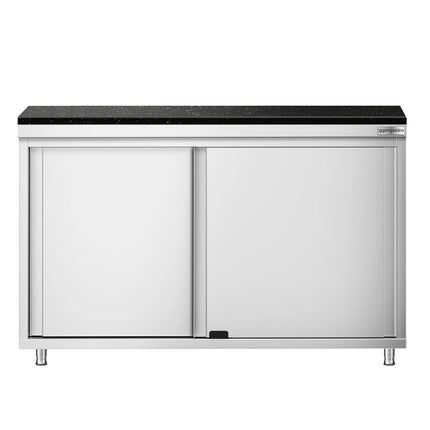 GGM Gastro Stainless Steel Work Cabinet PREMIUM - 1200x700mm - with sliding door - incl. granite worktop