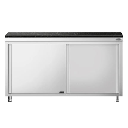 GGM Gastro Stainless Steel Work Cabinet PREMIUM - 1600x600mm - mit Durchreiche - incl. granite worktop