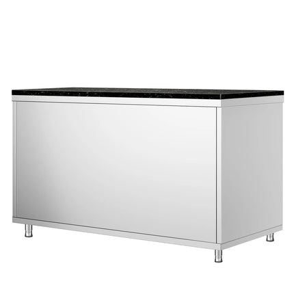 GGM Gastro Stainless Steel Work Cabinet PREMIUM - 1600x600mm - with sliding door - incl. granite worktop