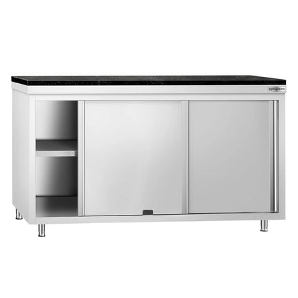 GGM Gastro Stainless Steel Work Cabinet PREMIUM - 1600x700mm - mit Durchreiche - incl. granite worktop