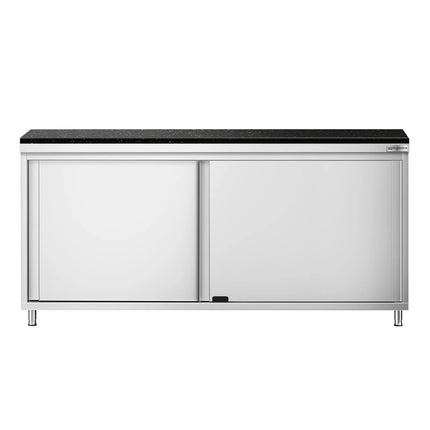 GGM Gastro Stainless Steel Work Cabinet PREMIUM - 1800x600mm - with sliding door - incl. granite worktop