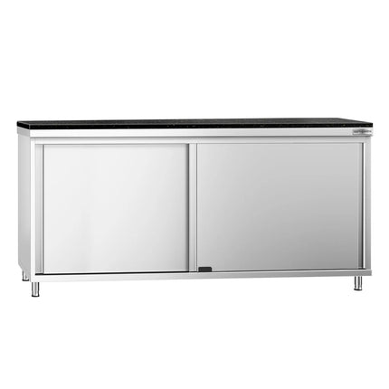 GGM Gastro Stainless Steel Work Cabinet PREMIUM - 1800x800mm - with sliding door - incl. granite worktop