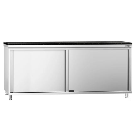 GGM Gastro Stainless Steel Work Cabinet PREMIUM - 2000x700mm - with sliding door - incl. granite worktop