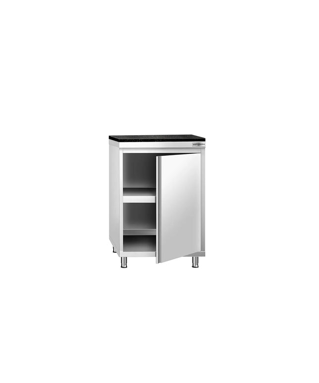 GGM Gastro Stainless Steel Work Cabinet PREMIUM - 600x700mm - with hinged door - incl. granite worktop