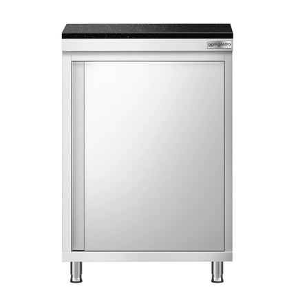 GGM Gastro Stainless Steel Work Cabinet PREMIUM - 600x700mm - with hinged door - incl. granite worktop
