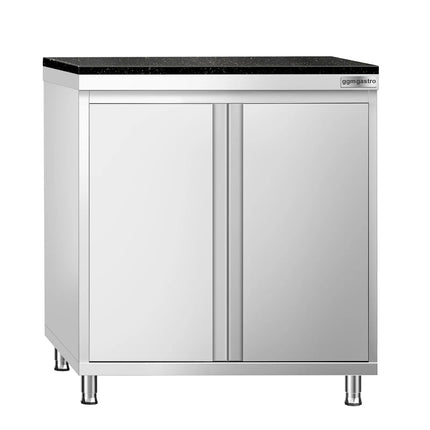 GGM Gastro Stainless Steel Work Cabinet PREMIUM - 800x600mm - with hinged door - incl. granite worktop