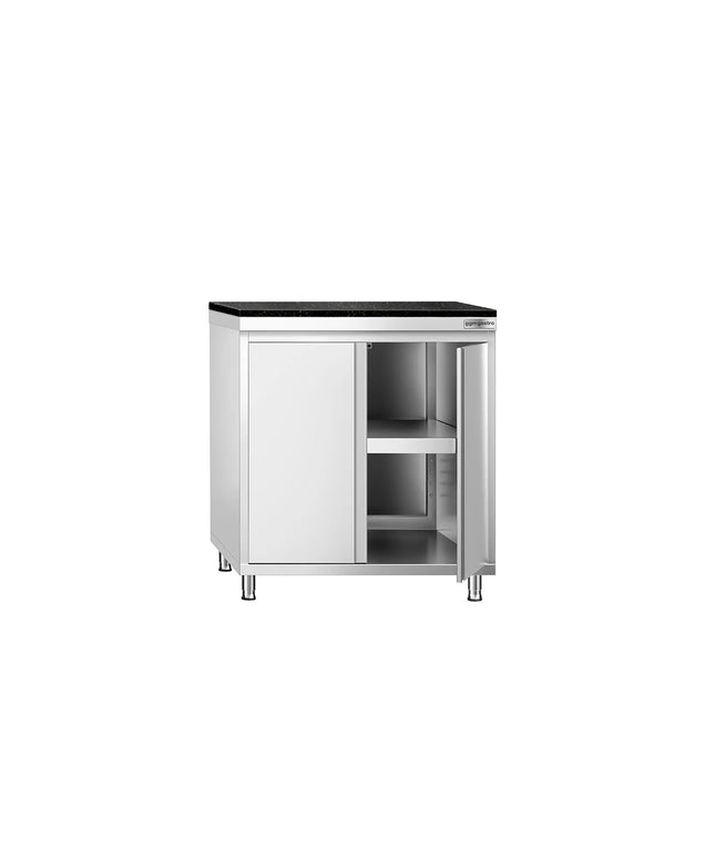 GGM Gastro Stainless Steel Work Cabinet PREMIUM - 800x700mm - with hinged door - incl. granite worktop
