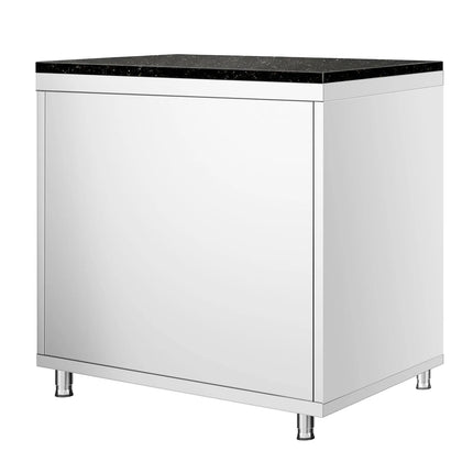 GGM Gastro Stainless Steel Work Cabinet PREMIUM - 800x700mm - with hinged door - incl. granite worktop
