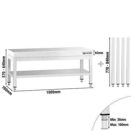 GGM Gastro Stainless Steel Work Table 1000x700mm - with Undershelf