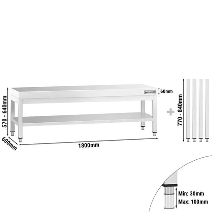 GGM Gastro Stainless Steel Work Table 1800x600mm - with Undershelf
