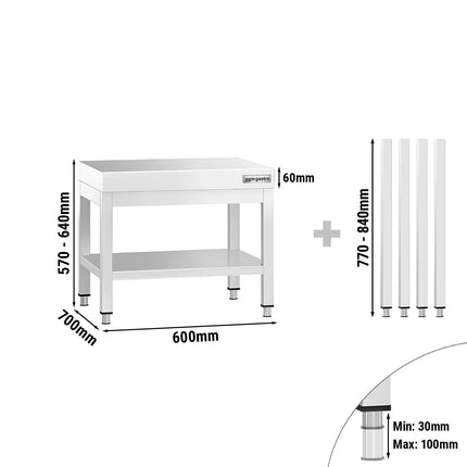 GGM Gastro Stainless Steel Work Table 600x700mm - with Undershelf