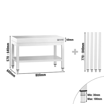 GGM Gastro Stainless Steel Work Table 800x600mm - with Undershelf